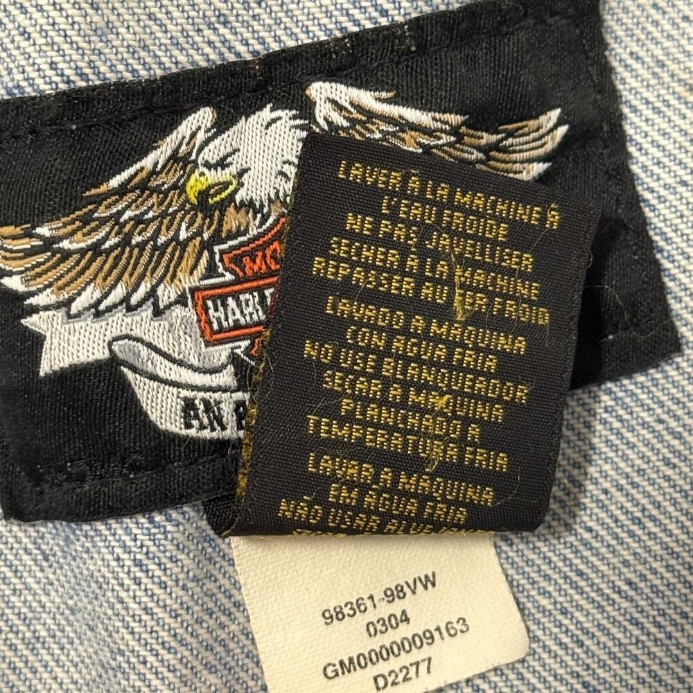 Harley Davidson Denim Jean Levi Motorcycle Vest Biker Blue Size XS Ladies Womans - Picture 9 of 9